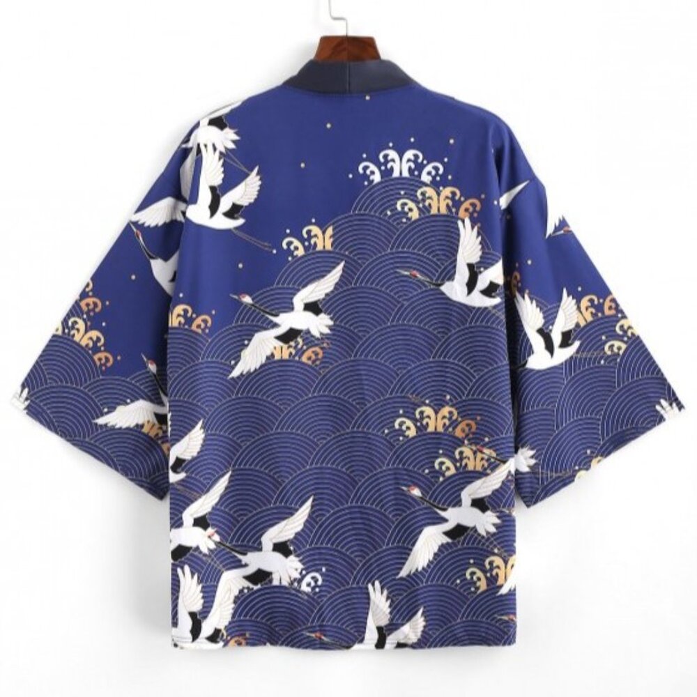Zaful Men's Kimono Cardigan Open Front, Lapis Blue, S-3XL - Picture 2 of 6